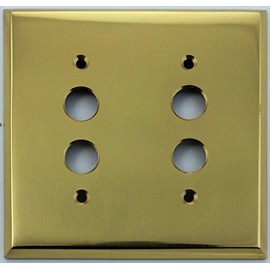 Polished Brass 2 Gang Push Button Light Switch Wall Plate