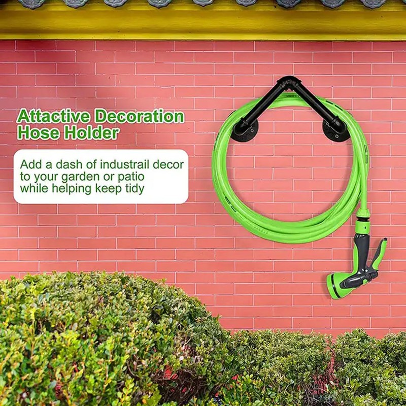 BDJSN Industrial Style Hose Holder, Wall Mounted Water Pipe Storage