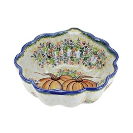 Blue Rose Polish Pottery Harvest Festival Pumpkin Bowl