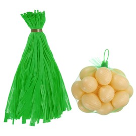 uxcell 100Pcs Reusable Produce Mesh Bags, 40cm Mesh Nylon Netting with Loop-Style Closures, Stretchable Egg Hatching Bags for Fruit Vegetable Storage, Green