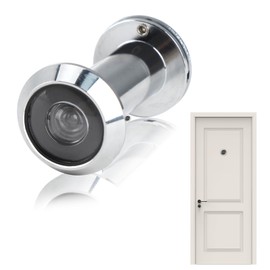 Door Viewer with Wide Angle 220° and Privacy Screen, Stainless Steel Look, Diameter 14-18 mm Drill Hole, High-Quality Real Glass Lens, Door Viewer Cover, Safety for 35-60 mm Thick Doors (Silver)