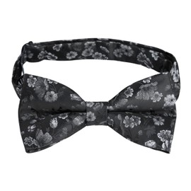 Alizeal Mens Floral Pattern Pre-tied Bow Tie, Pocket Square and Cufflinks Set, Black+White