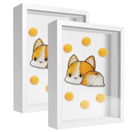 TouYinger 5x7 Small Shadow Box Frame Display Case, Display Case Box for Memorabilia, Medal, Wedding Memories, Crafts, Tickets and Photos (2Pcs-White, 5x7)