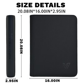 Vrsanok Toploaders Binder,Holds 640 Top Loaders,16 Pocket Top Loader Binder for 3" x 4"Rigid Cards,Double Sided Card Binder Abulm in 3"x4"Toploaders for Trading Cards Black