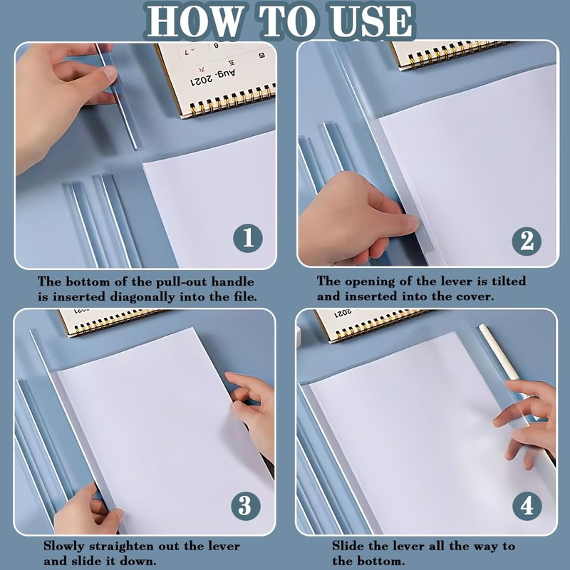 JUGUTA Pack of 10 A4 Sliding Bar Binder, A4 Transparent