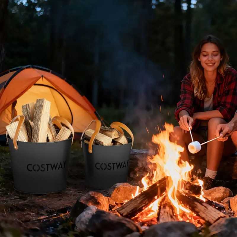 Set of 2 Metal Ash Buckets 11.5 & 8.5 Gal
