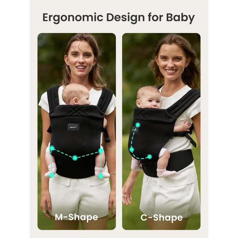 GROWNSY Baby Carrier Newborn to Toddler, Lightweight Ergonomic 7-44 lbs