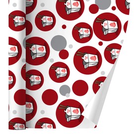 GRAPHICS & MORE Chinese Food Takeout Box with Chopsticks Gift Wrap Wrapping Paper Roll