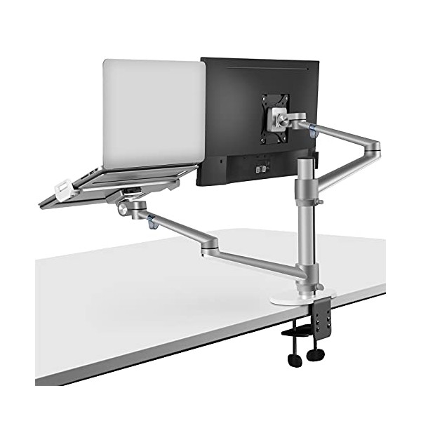 viozon Monitor and Laptop Mount, 2-in-1 Adjustable Dual Arm Desk