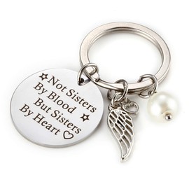Best Friend Friendship Gifts Keychain - Not Sisters by Blood But Sisters by Heart Keychain - Perfect Friendship Gift for Friends for Women Teens Girls Birthday Graduation Gifts Christmas Gifts