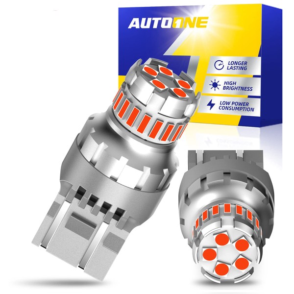 AUTOONE 7440 7443 LED Strobe Brake Light Bulb Red, 2800LM