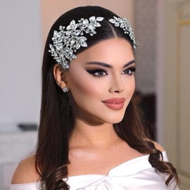2 piezas de tocado de boda para novia, accesorios para el cabello de novia hechos a mano, diadema de novia con diamantes de imitación