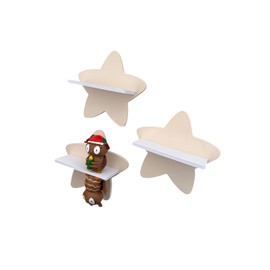 PsGreen Mini Star Set of 3 Compatible with Tonie Figures, Tonier Shelf Toniebox Tonie Expansion - Extension Shelf - Children's Room (Beige)