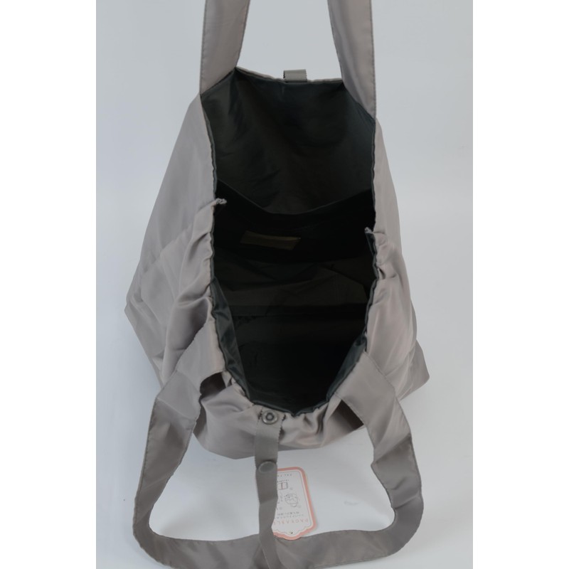 Friends Hill YW-297-341 Solid Ruffle Tote Light Gray