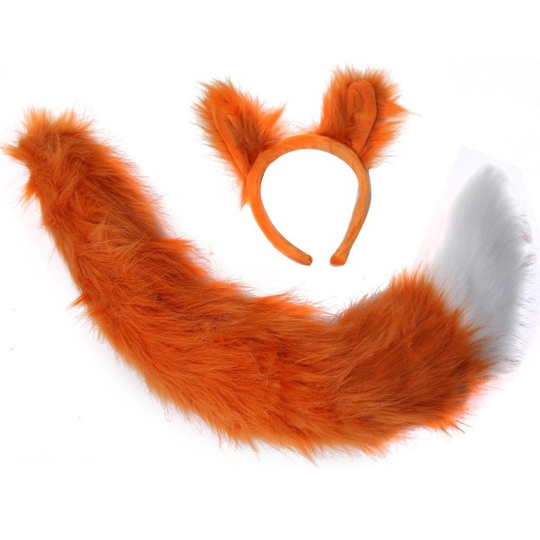 Fox Ears & Tail Costume - Oversized Plush - Orange