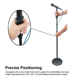 Rockville RVMIC4 v2 Round-Base Pro Mic Stand w/Metal Quick-Release Hand Clutch