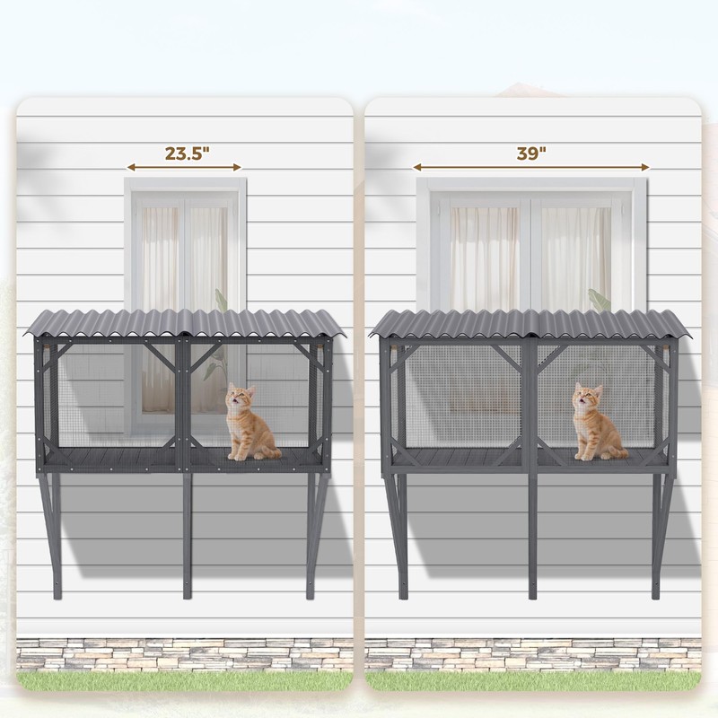 YOPTO 44.5" Cat Window Box,Catio Outdoor Enclosure W/Removable Mosquito Net