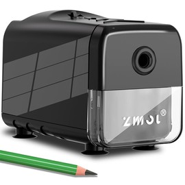 Zmol Power Cord Type, Plastic Electric Pencil Sharpener, Compatible with Pencils and Colored Pencils, 0.2 - 0.3 inches (6.5 - 8 mm), Adjustable Tip Thickness, Anti-Shaving, Anti-Shaving, Folding Lead, Long Life, For Kids, Schools, School Entrance, Office Safe, (Black)
