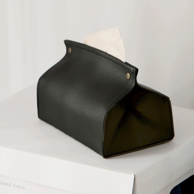 1Pcs Tissue Box Cover, Refined Modern PU Leather Tissue Box