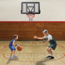 44'' Basketball Backboard and Rim Combo, Wall Mounted Basketball Hoops PET Shatter Proof Backboard and Rim Competition Combo Durable Rim All-Weather Net for Indoor and Outdoor Use