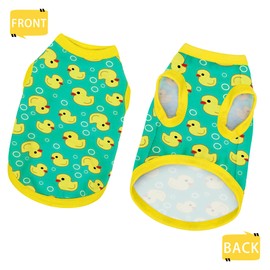Adorable Yellow Duck Dog Shirt: Lightweight Polyester Cartoon Puppy Vest, Small Medium & Large Dog T-Shirt, Summer Pet Clothes, Cute Dog Apparel, Breathable Dog Tank Top Purple S