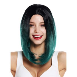 WIG ME UP - ZM-1769-BDR1B Women's Wig Short Straight Long Bob Middle Parting Ombre Black Green