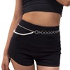 Urieo Pearl Waist Chain Belt Layered Silver Belly Chains Adjustable