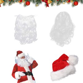 Santa Wig Beard Santa Claus, Santa Claus Wig and Beard Set, Santa Hat with Beard and Stylish, Santa Hat with Beard and Wig, Santa Claus Christmas