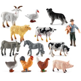 PSFXBM 13pcs Farm Animals Toys Set, Solid Plastic Animal Figures For Farm-Themed Role Play And Early Learning, Realistic Farm Animal Toys For Kids Educational Play And Party Decorations