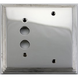 Classic Accents Deco Polished Nickel 2 Gang Wall Plate - 1 Push Button Light Switch Opening 1 Blank