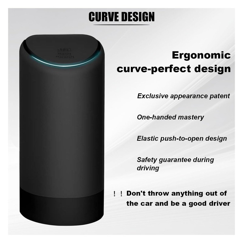 Car Cup Holder Trash Can, Garbage Container Bin with Lid,