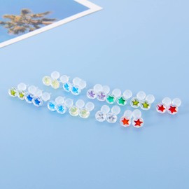 12 Pairs Plastic Earrings for Sensitive Ears, Star Heart Plastic Post Stud Earrings, Birthstone Cubic Zirconia CZ Stud Earrings for Women 3 mm 4 mm 5 mm, Acrylic, Cubic Zirconia