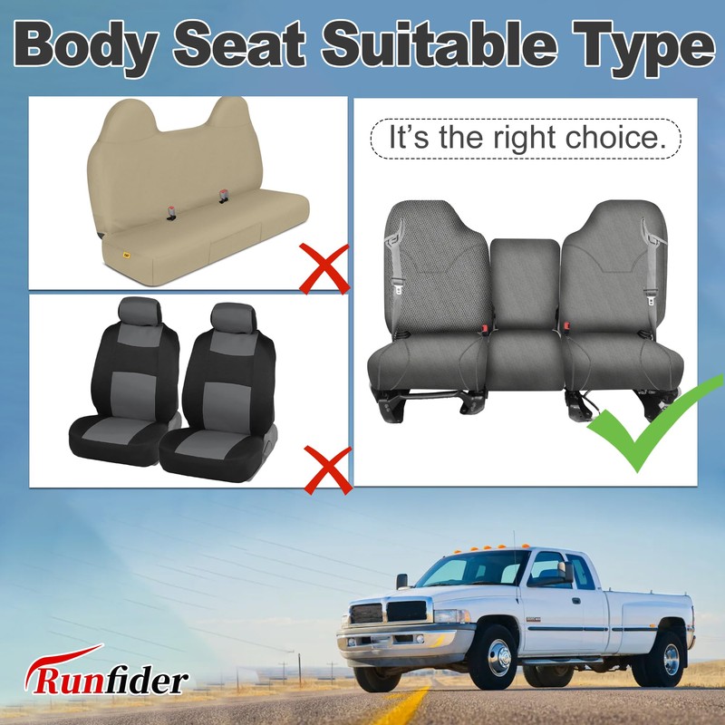 runfider Front Truck Seat Cover for Dodge Ram Quad Cab