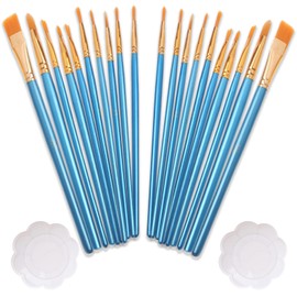 20 Pack Paint Brush Set, Nylon Hair Brushes, Palettes for Acrylic Oil, Party, Art Painting and DIY Craft Class