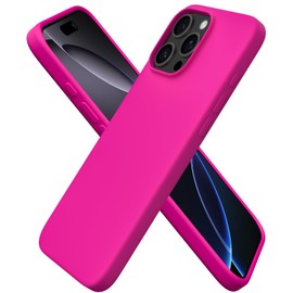 ORNARTO Compatible with iPhone 16 Pro Max Case 6.9", Slim Liquid Silicone 3 Layers Soft Gel Rubber Shockproof Protective Cover with Anti-Scratch Microfiber Lining-Berry Pink