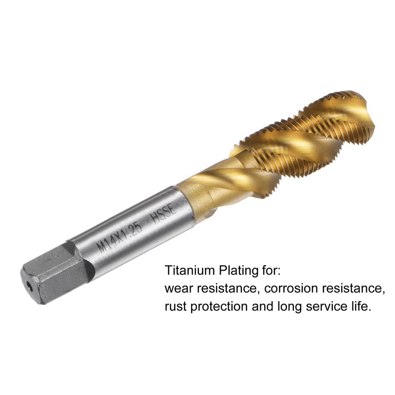 sourcing map Spiral Flute Threading Tap M14 x 1.25, Metric