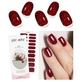 JMEOWIO Gel Nail Stickers Black Red Semi Cured Gel Nail Strips Wraps UV/LED Nail Supplies Nail Art Design Decoration Accessories