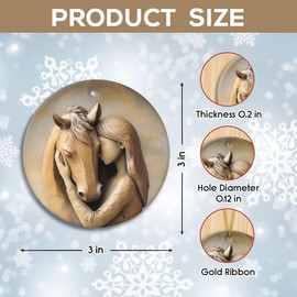 Horse Ornaments for Christmas Tree 2025, Double Sided Ceramic Hanging Decor, Gifts for Women, Keepsake Decorations