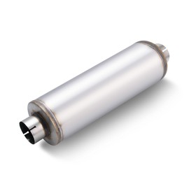 LCGP 4" Exhaust Muffler, 4'' Inlet & Outlet, 8" x 24" Body 30" Overall Length Universal Resonator, Performance Straight Through Slotting Design Welded on Exhaust Tip, Stainless Steel Mufflers