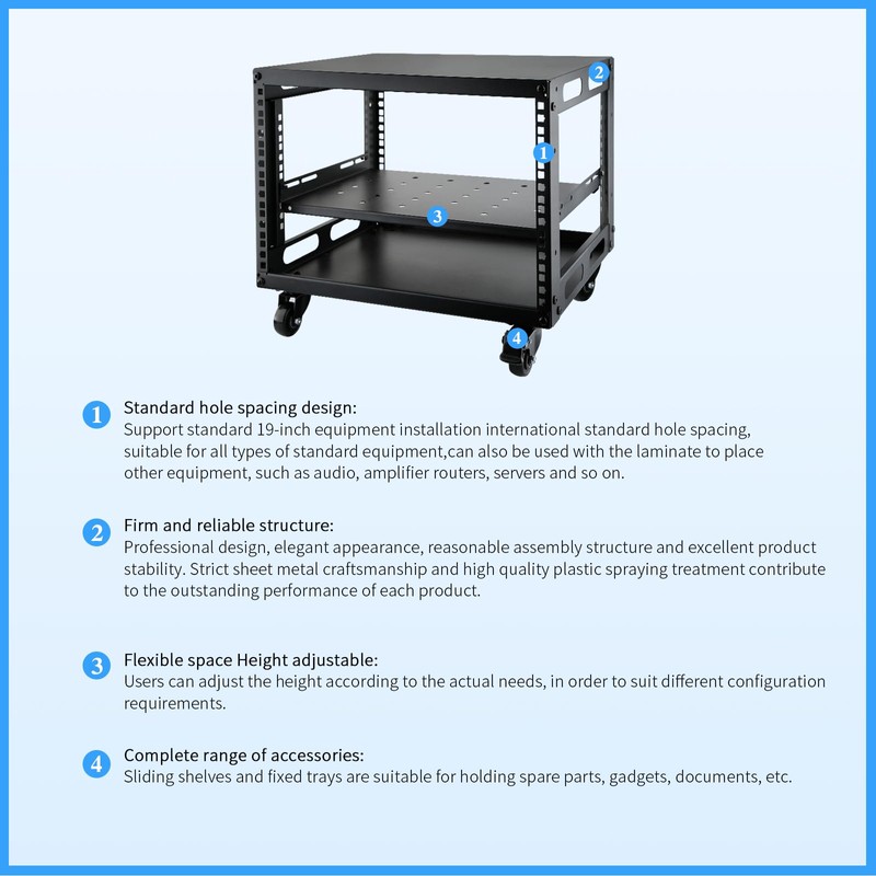 JIZEUO 6U Open Frame Server Rack with Wheels Free Standing