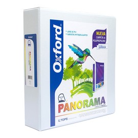 Oxford PP10204 Carpeta de Argollas Panorama Tamaño Carta con Polipropileno, Herraje "D" de 2", Color Blanca