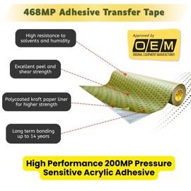 SOLNIT Made with 3 M 468MP Extra-Thin Double-Sided Transfer Tape, Transparent, for Electronics, LCDs, DIY, Cell Phones, touchscreens, and 3D Printers. (12mmx10 Meter)