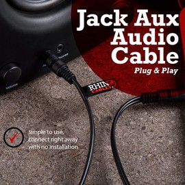rhinocables Aux Cable 3.5mm Gold Audio Stereo Jack Cable, Male to Male for Car, Headphone, Earphones, Smartphone, Tablet, Headset, MP3, MP4, TV Speaker, Home Stereos, MP3, HiFi (1.2m)