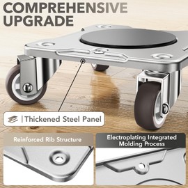 WOUOW Furniture Movers with Wheels, Heavy Duty Furniture Dolly with Carbon Steel Panel, 360° Rotatable Universal Wheels, Furniture Lifter for Easy Moving, Max Load 1100LBS