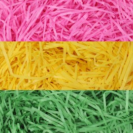JOYIN JOYIN Easter Grass Crinkle Cut Recyclable Paper Shred Filler(Pink, Yellow and Green) for Gift Wrapping, Basket Filling, Party Decoration, Basket Grass Stuffers 280g (10 oz.)