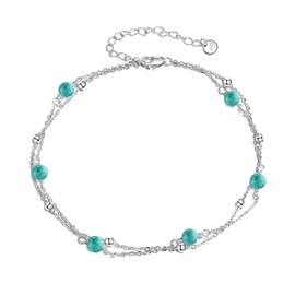 CRMAD Turquoise Bracelet for Women Sterling Silver Adjustable Bead Turquoise Jewelry Mother's Day Gifts for Mom (green)