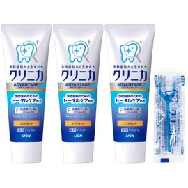 【Amazon.co.jp Exclusive】Clinica Advantage [Quasi-drug] Toothpaste, Soft Mint 130g x 3 + Floss, Toothpaste, High-concentration Fluoride (1450ppm) for Tooth Decay