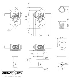 GOTOH NEW GOTOH SXN510-P5W Premium Guitar Tuners Set 15:1 Ratio 3x3 ANTIQUE X-NICKEL