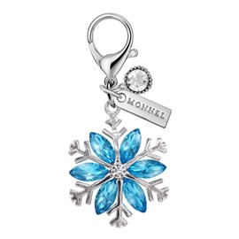Monnel MC125-E Colgante de cristal con cierre de copo de nieve 3D con bolsa de terciopelo (azul, 1 pieza)