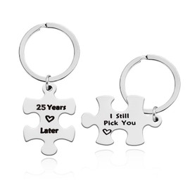 25th Anniversary Keychain Gifts for Women Men Matching Keychains for Couple Gifts for Him and Her Romantic 25 Year Wedding Anniversary Presents for Husband Wife Birthday Gifts for Women Men